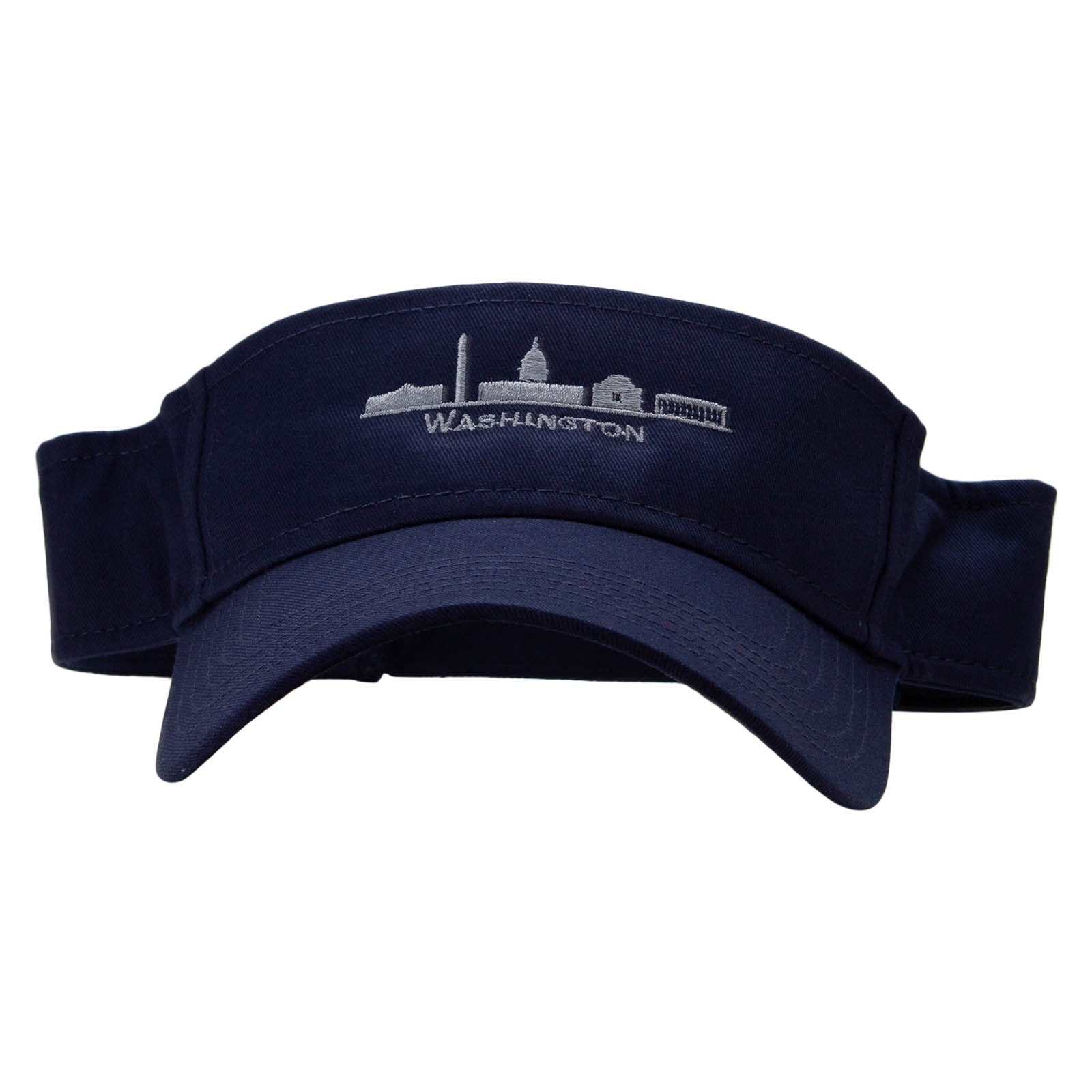 Washington Embroidered Cotton Twill Sun Visor - Navy OSFM