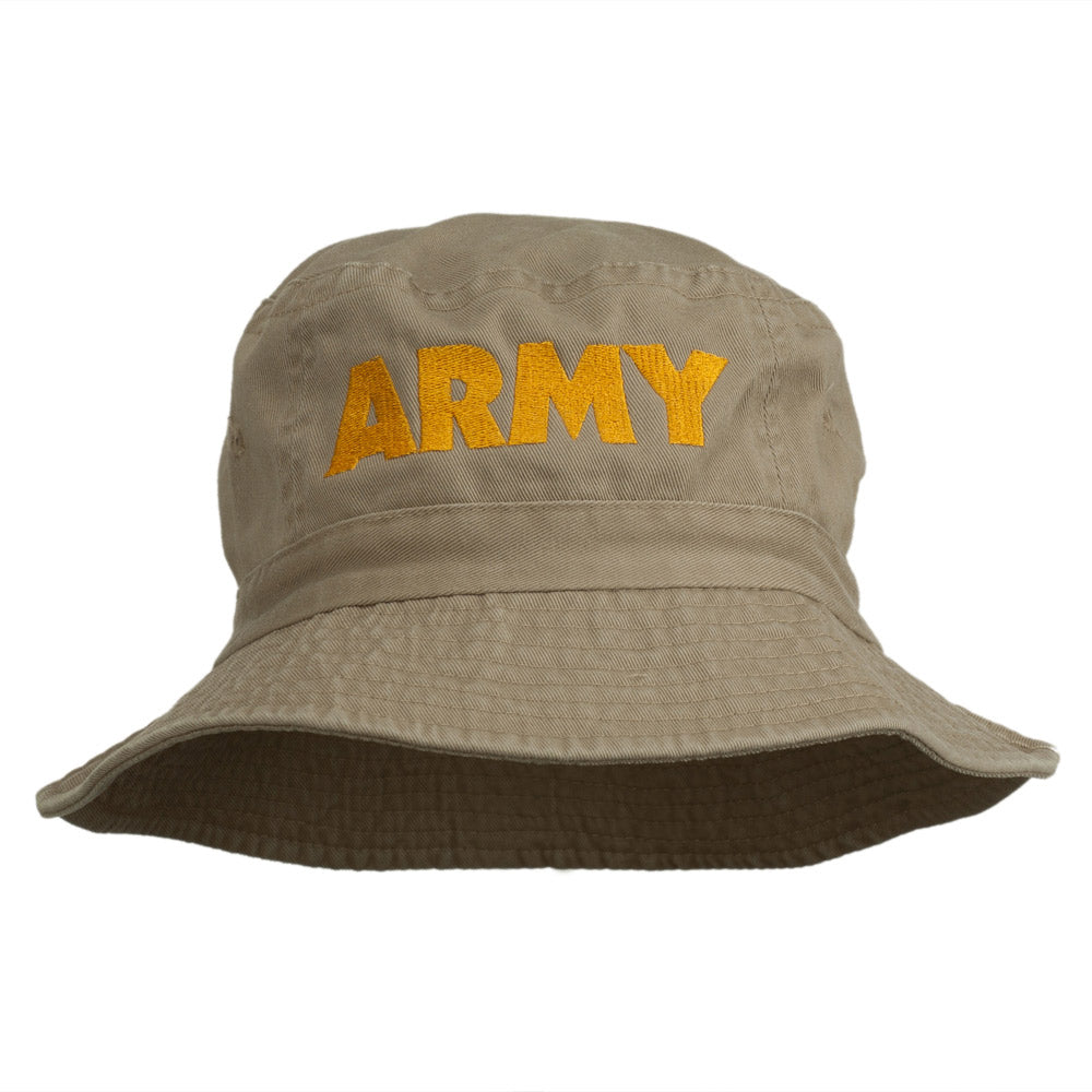 US Army Embroidered Pigment Dyed Bucket Hat - Khaki OSFM