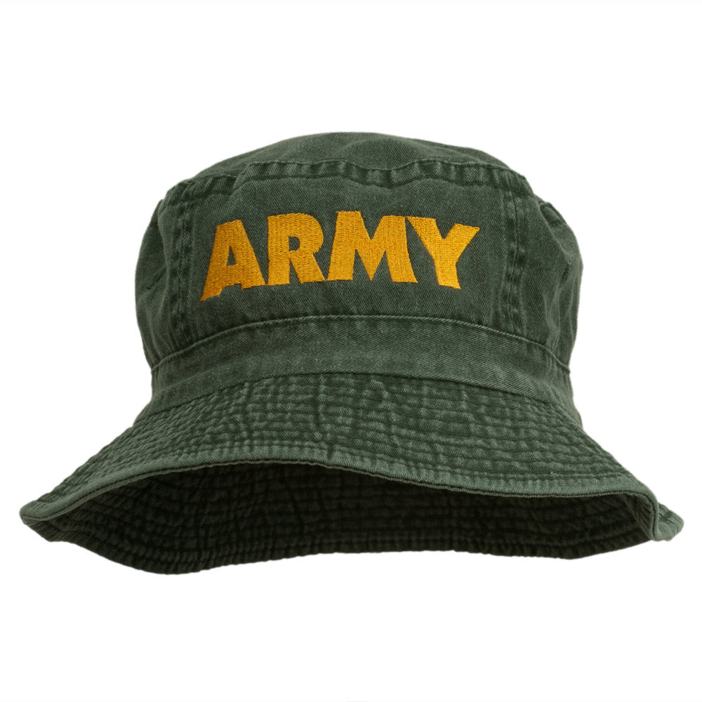 US Army Embroidered Pigment Dyed Bucket Hat - Green OSFM