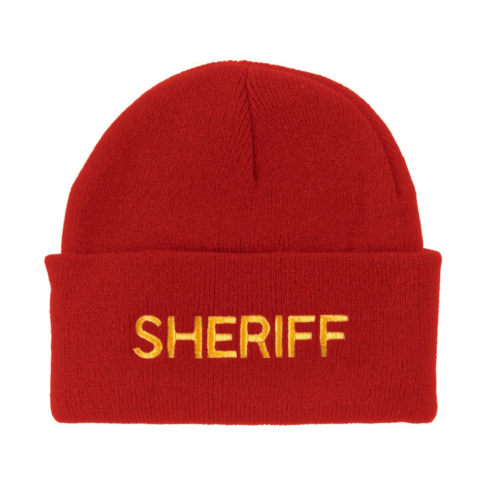 Military Embroidered Beanie - Red OSFM