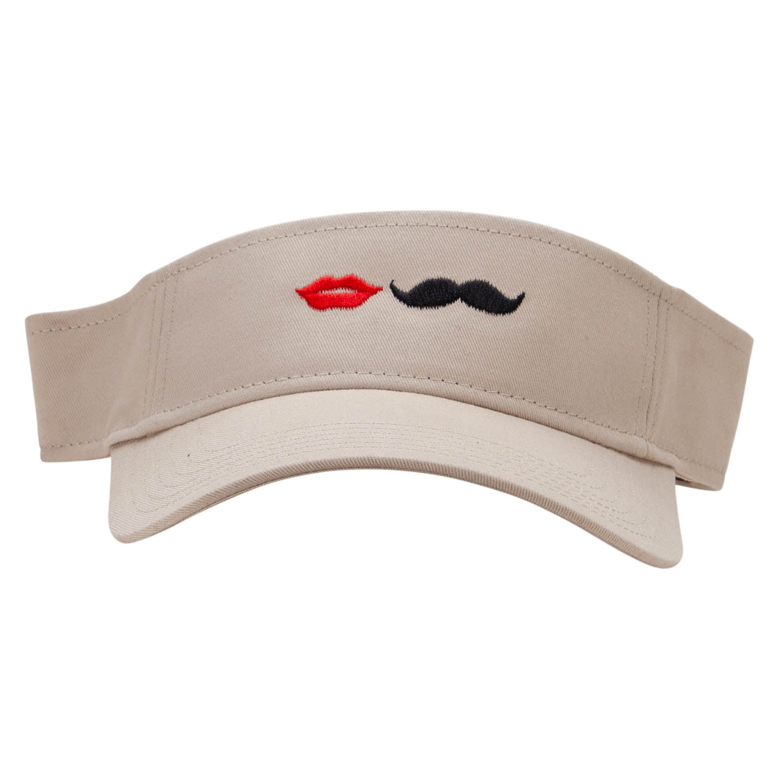 Bride &amp; Groom Embroidered Cotton Twill Sun Visor - Khaki OSFM