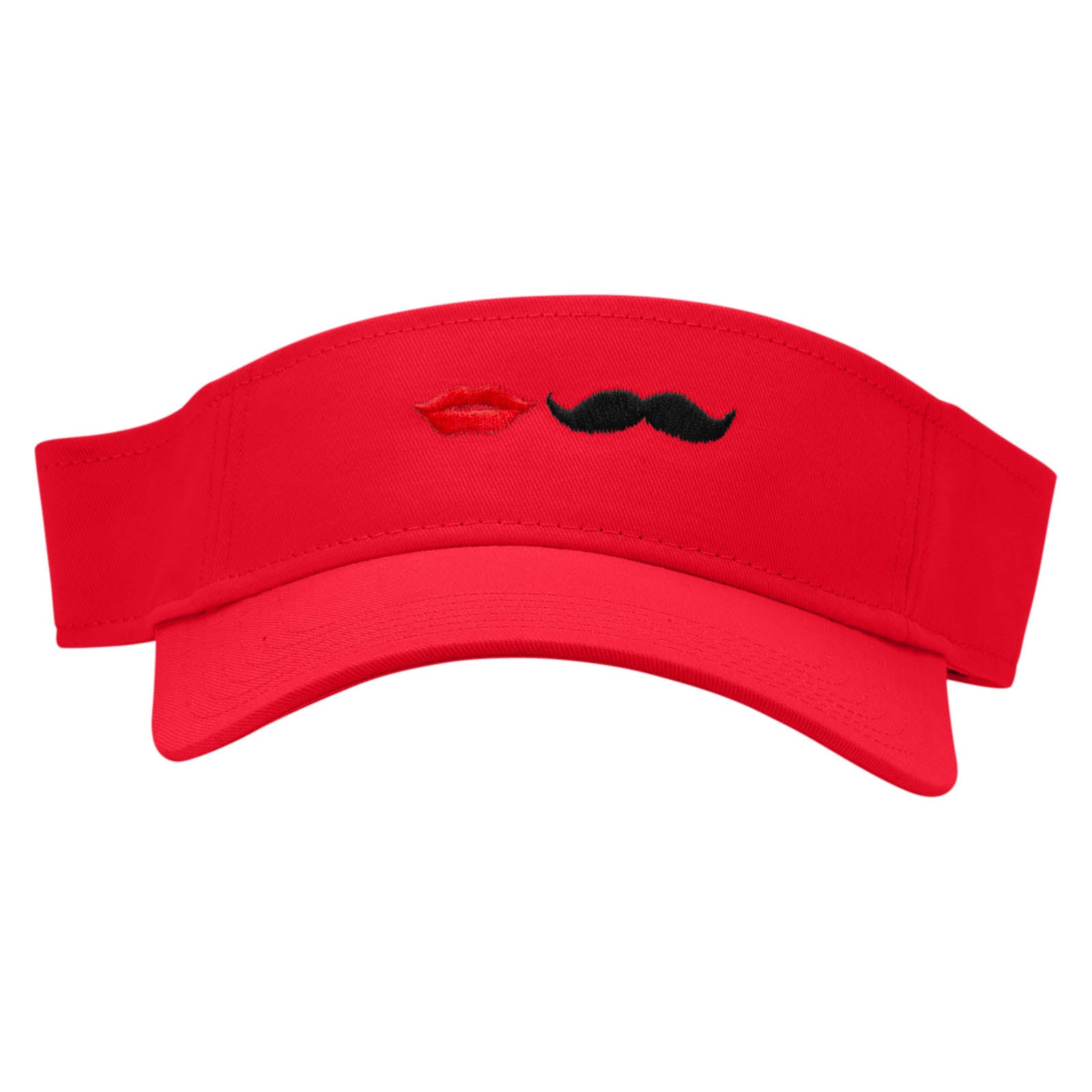 Bride &amp; Groom Embroidered Cotton Twill Sun Visor - Red OSFM