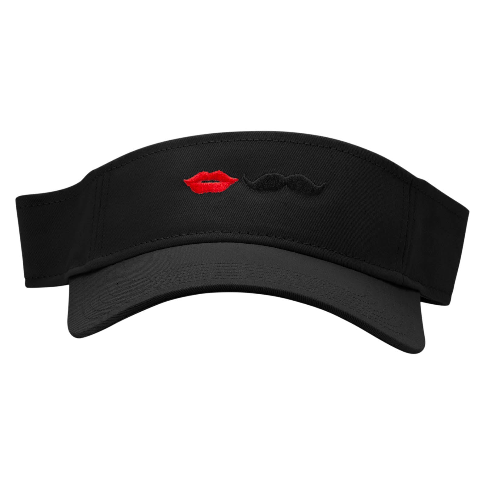 Bride &amp; Groom Embroidered Cotton Twill Sun Visor - Black OSFM