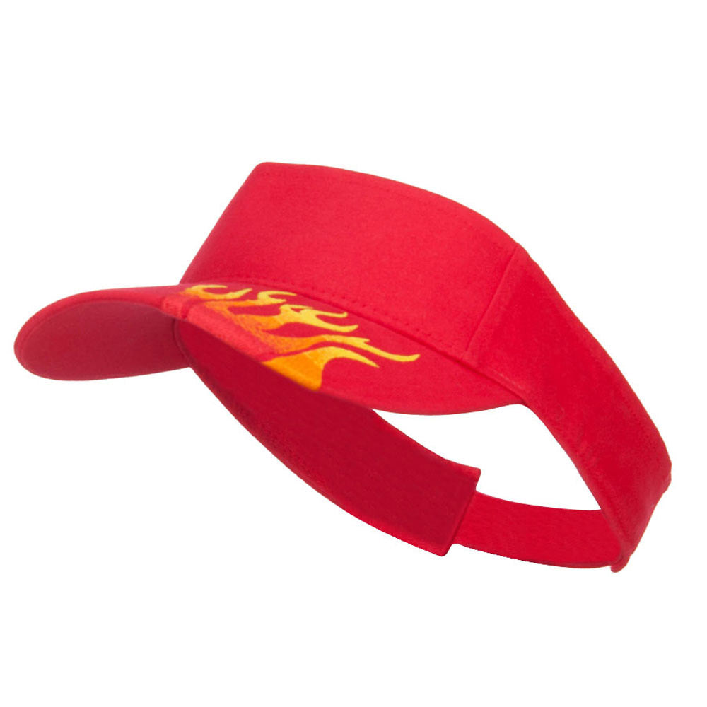 Embroidered Flame Cotton Visor - Red OSFM