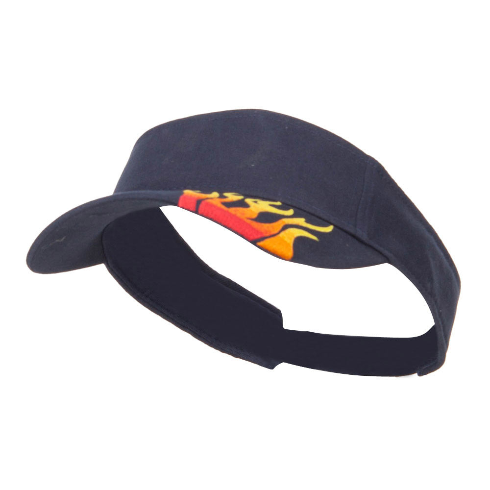 Embroidered Flame Cotton Visor - Navy OSFM