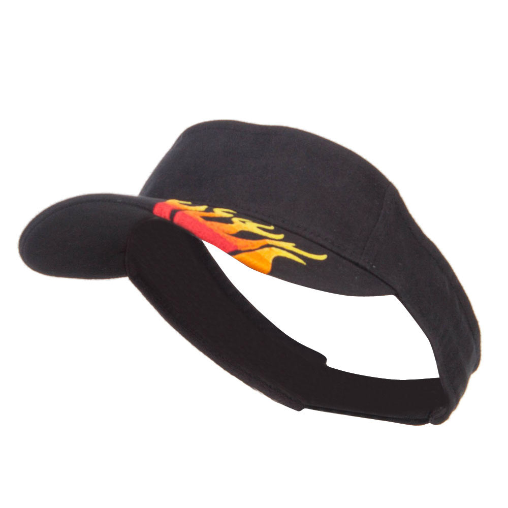 Embroidered Flame Cotton Visor - Black OSFM