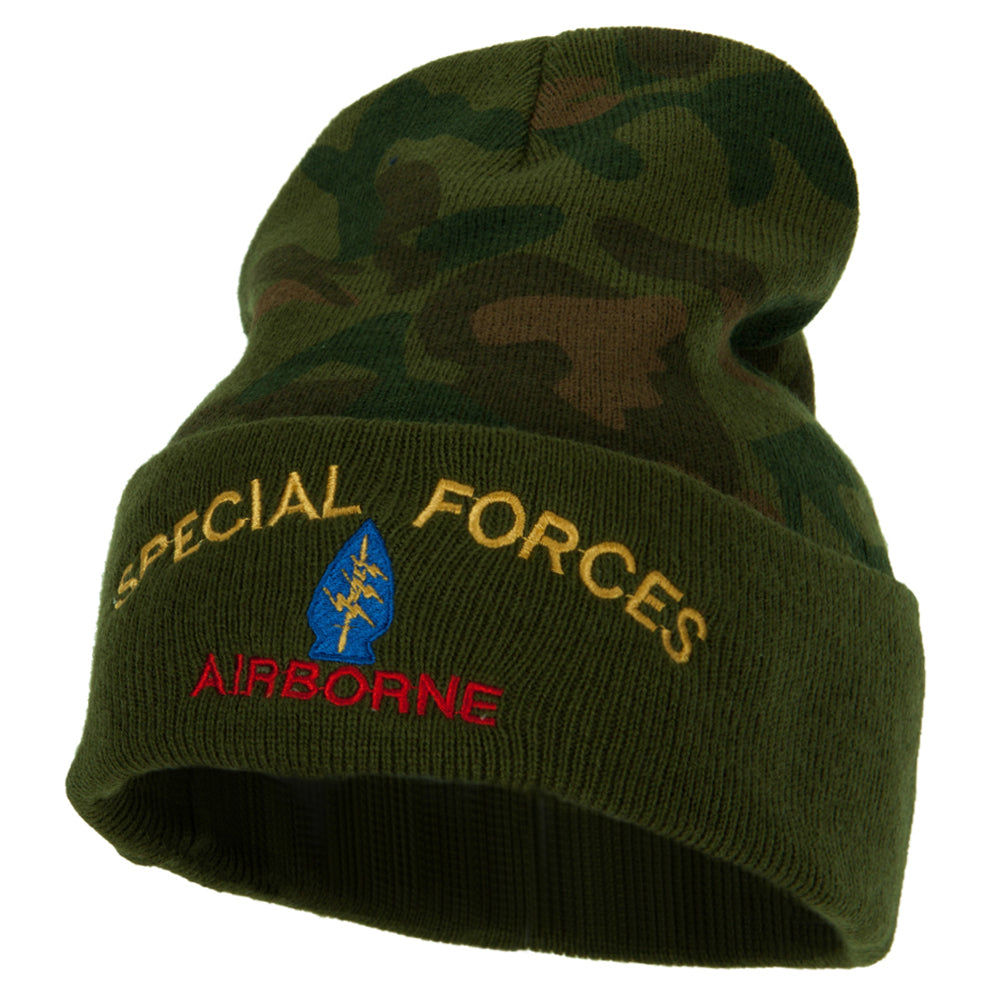 Airborne Special Force Embroidered Camo Long Beanie - Green OSFM