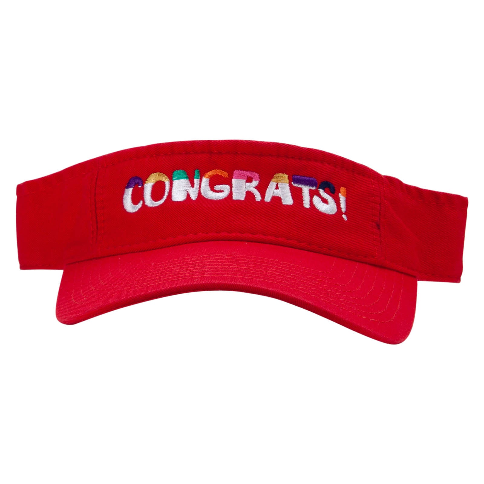 Congrats Embroidered Pro Style Cotton Twill Washed Visor - Red OSFM