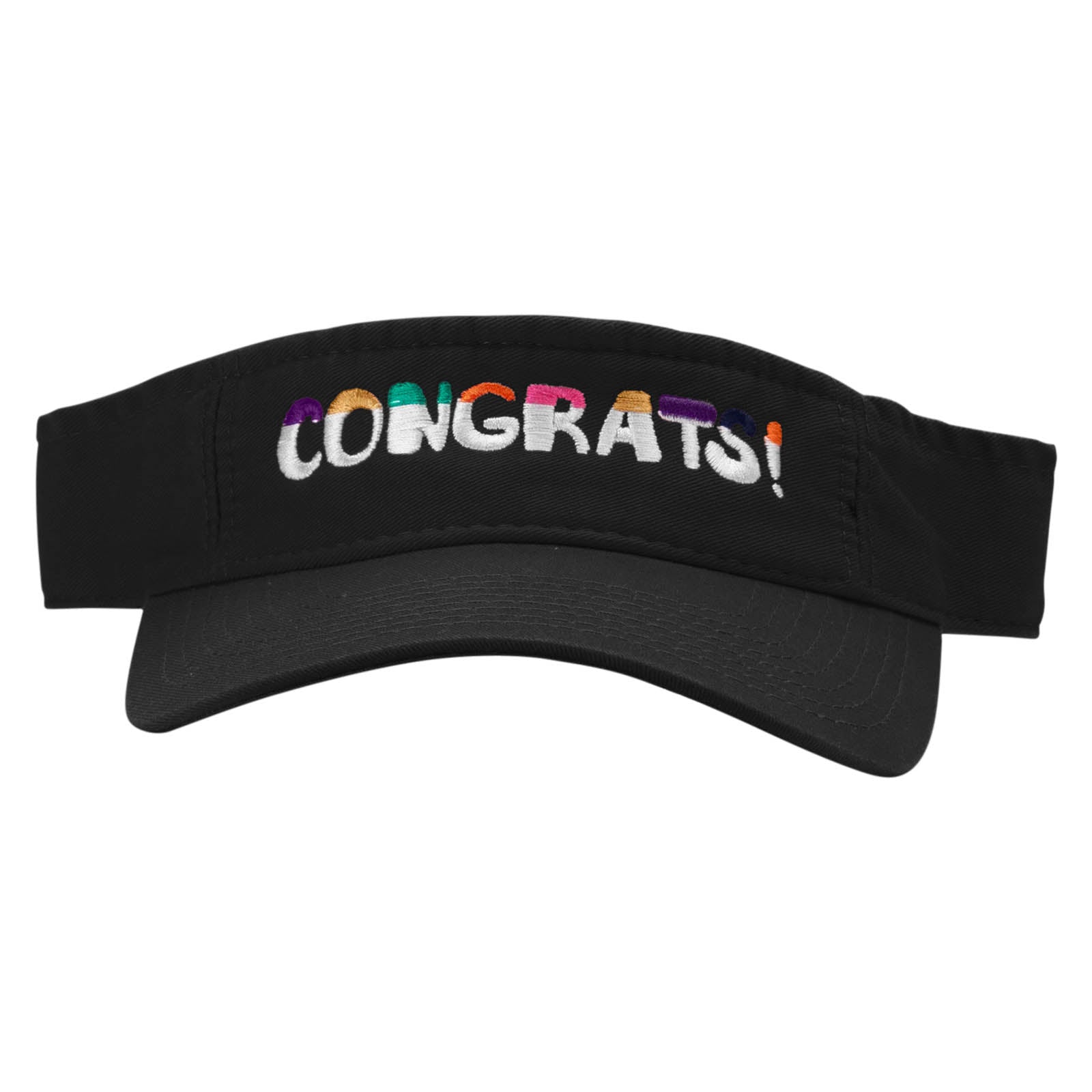 Congrats Embroidered Pro Style Cotton Twill Washed Visor - Black OSFM