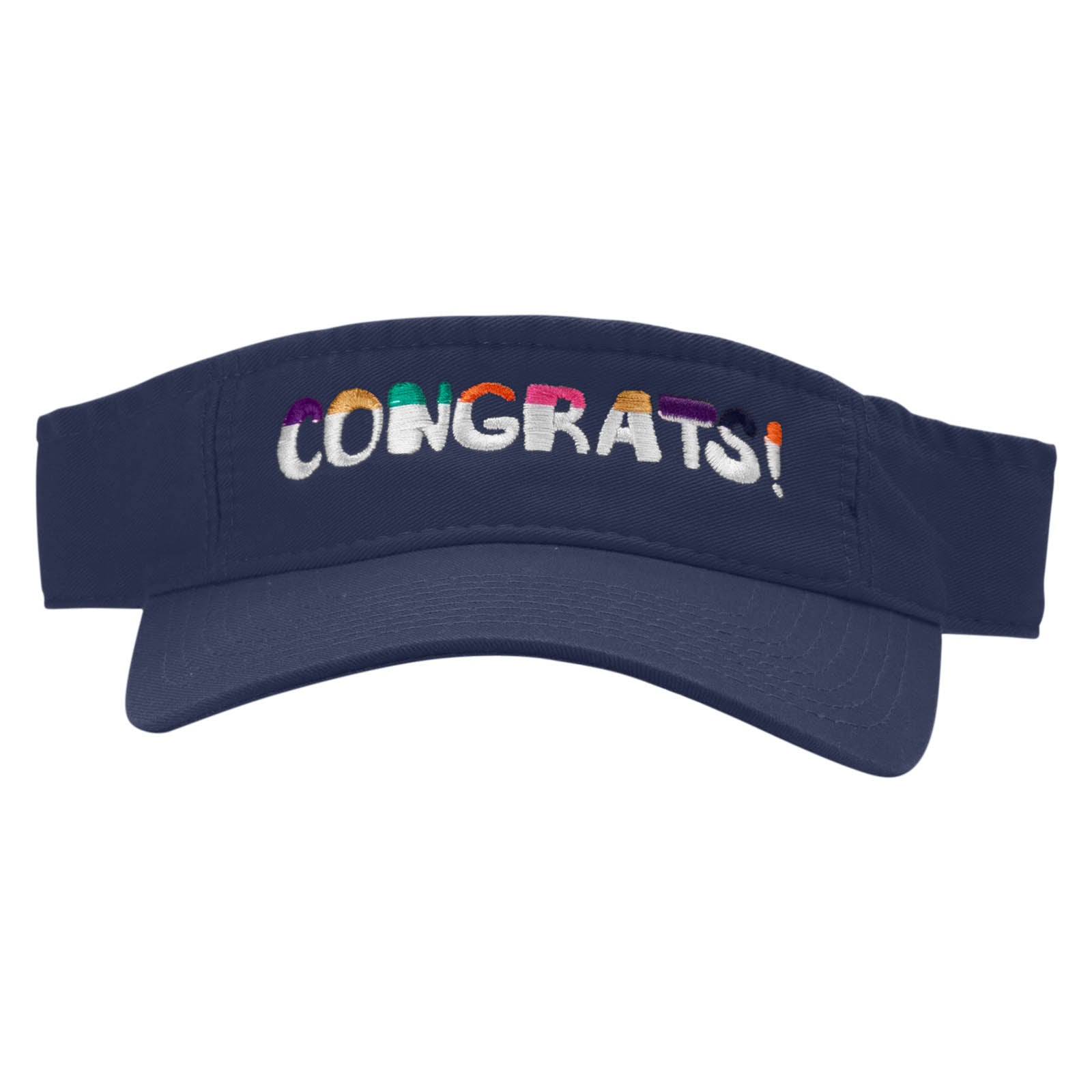 Congrats Embroidered Pro Style Cotton Twill Washed Visor - Navy OSFM