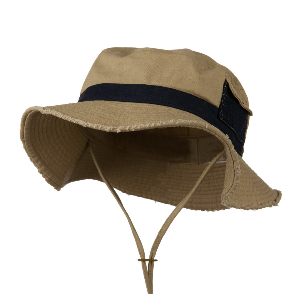 Big Size Cotton Twill Washed Bucket Hat - Khaki XL-2XL