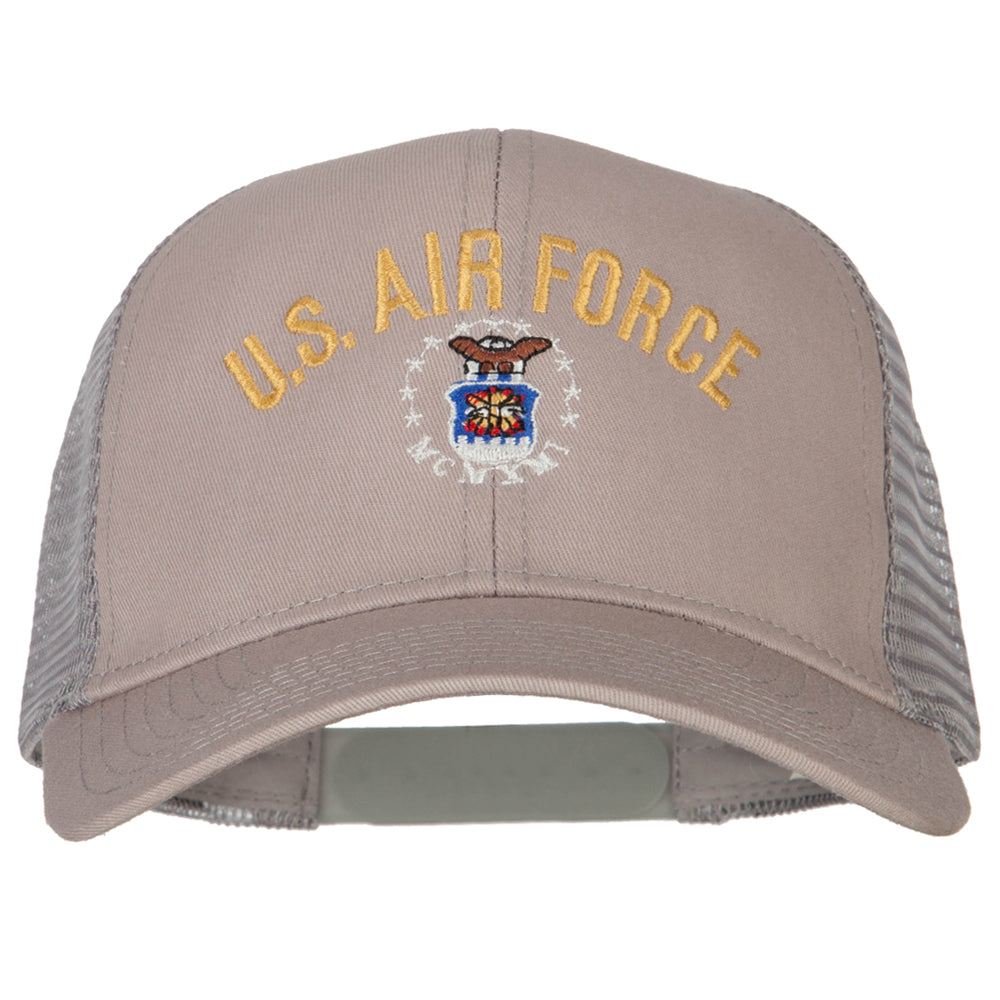US Air Force Logo Embroidered Solid Cotton Mesh Pro Cap - Grey OSFM