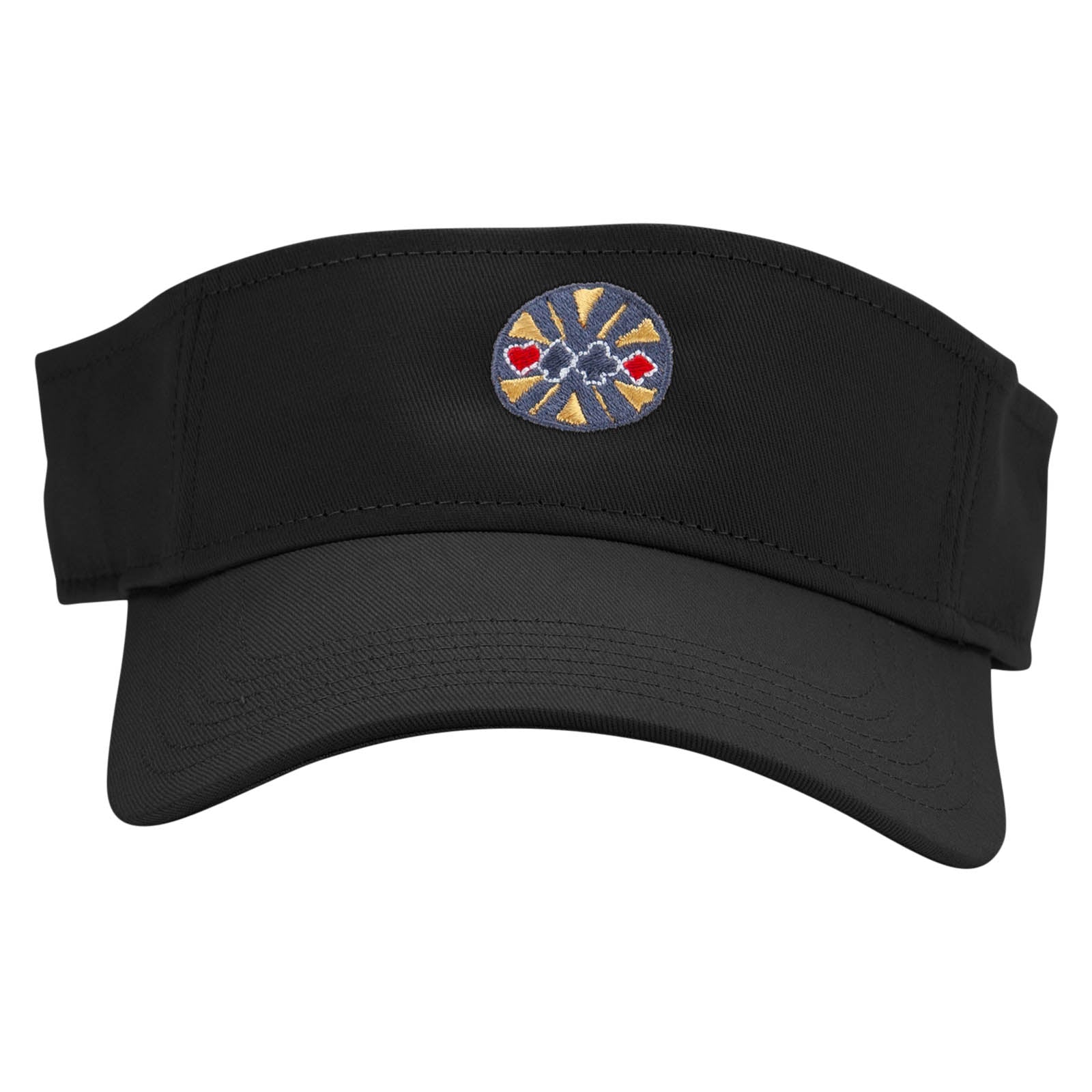 Poker Coin Embroidered Cotton Twill Sun Visor - Black OSFM