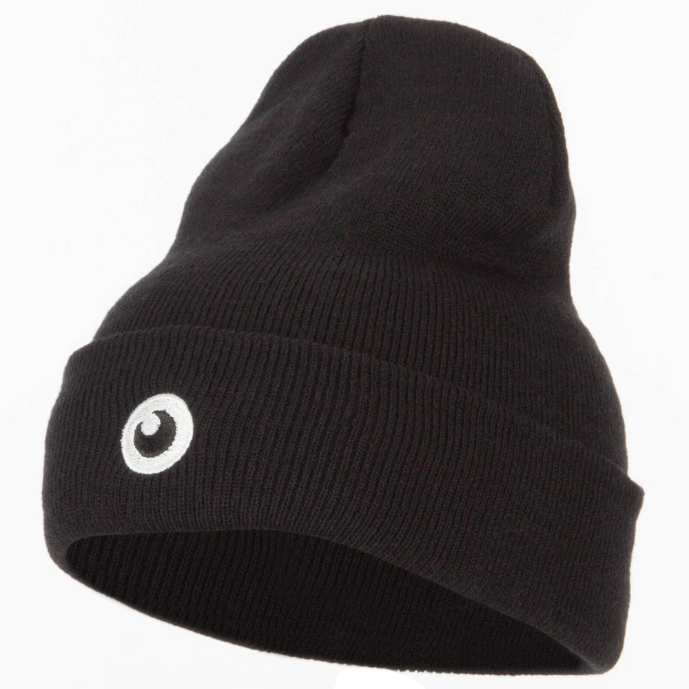 Monster Eye Ball Embroidered Long Beanie - Black OSFM