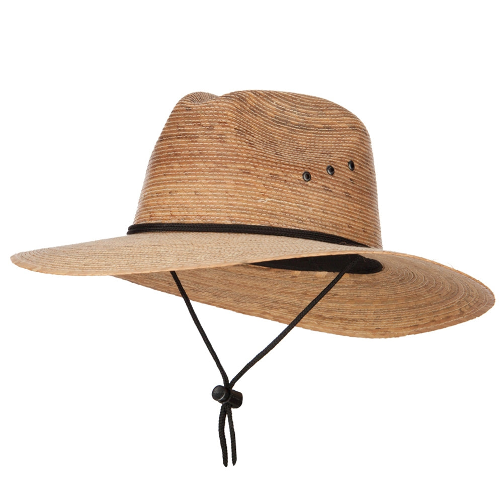 Men&#039;s Palm Braid Large Brim Fedora Hat - Dk Palm M