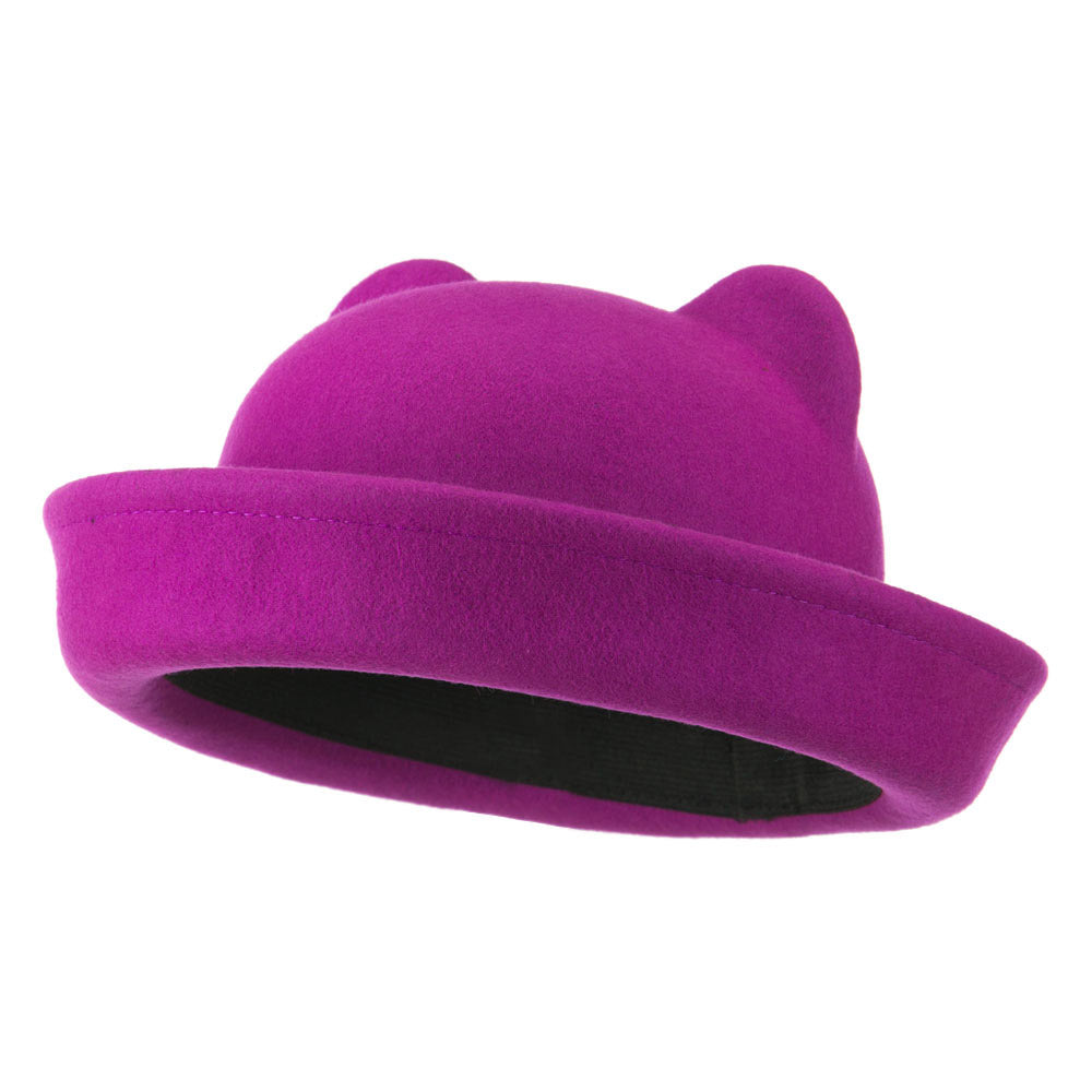 Girl&#039;s Ear Crown Felt Fedora - Fuchsia OSFM