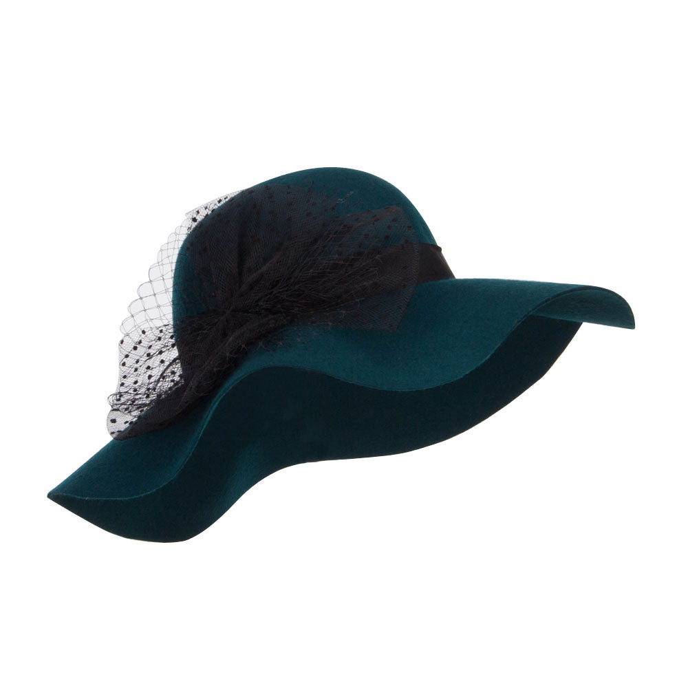 Net Wool Felt Dressy Hat - Teal OSFM