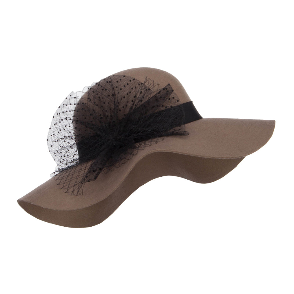 Net Wool Felt Dressy Hat - Taupe OSFM