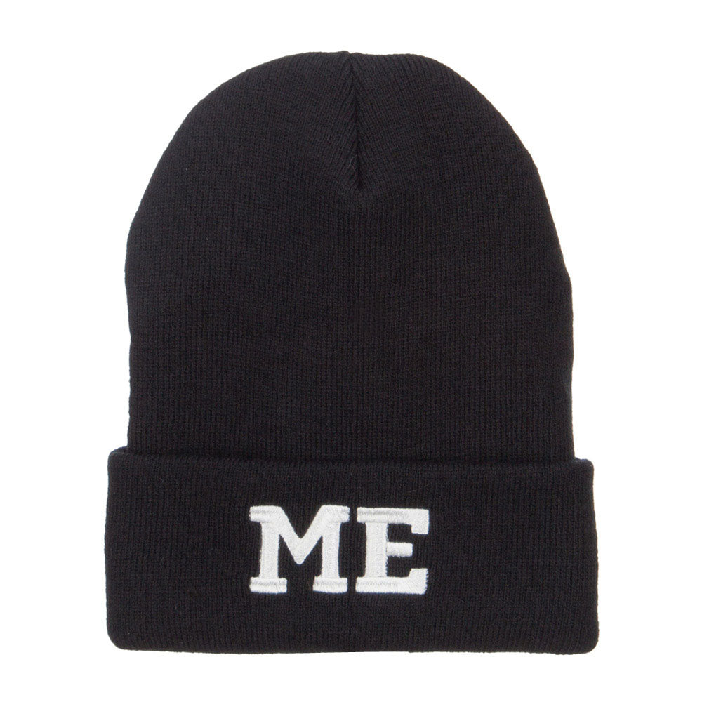 ME Maine State Embroidered Long Beanie - Black OSFM