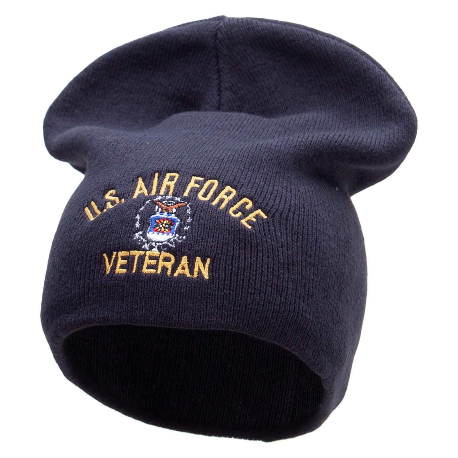 US Air Force Veteran Big Size Superior Cotton Short Knit Beanie - Navy XL-3XL