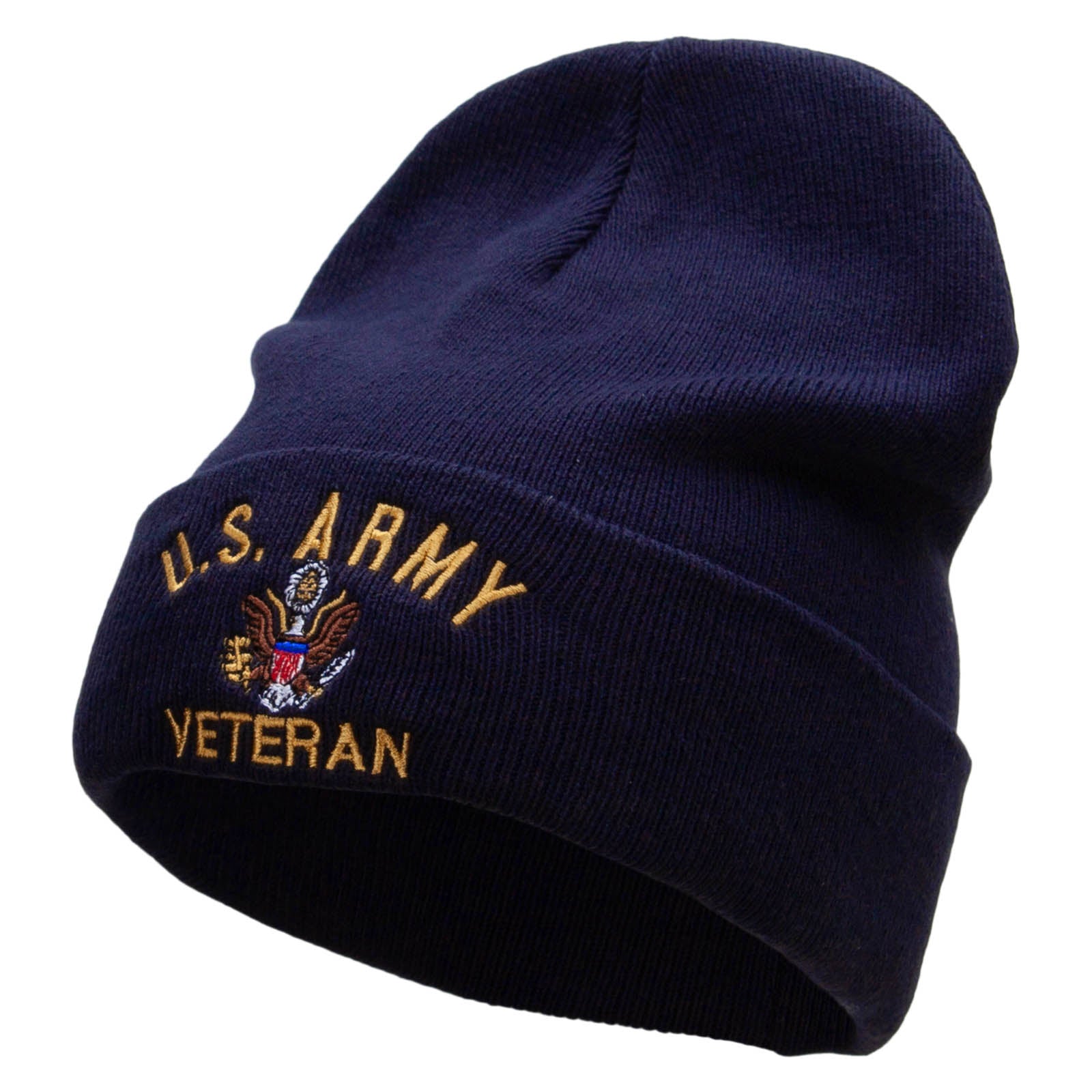 US Army Veteran Embroidered Big Size Long Beanie - Navy XL-3XL