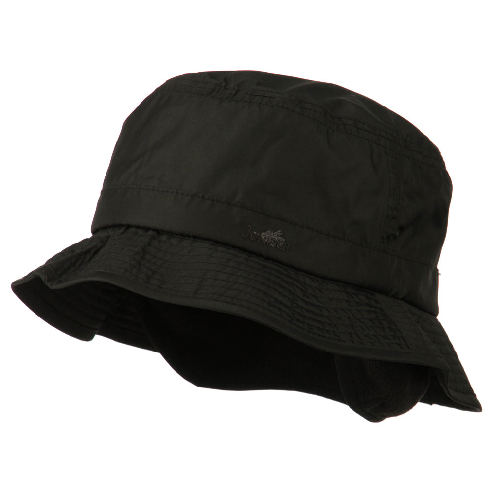 Mens UV 50+ Fleece Lined Bucket Hat - Black M-L