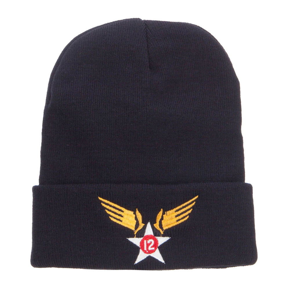 12th Air Force Badge Embroidered Cuff Beanie - Navy OSFM