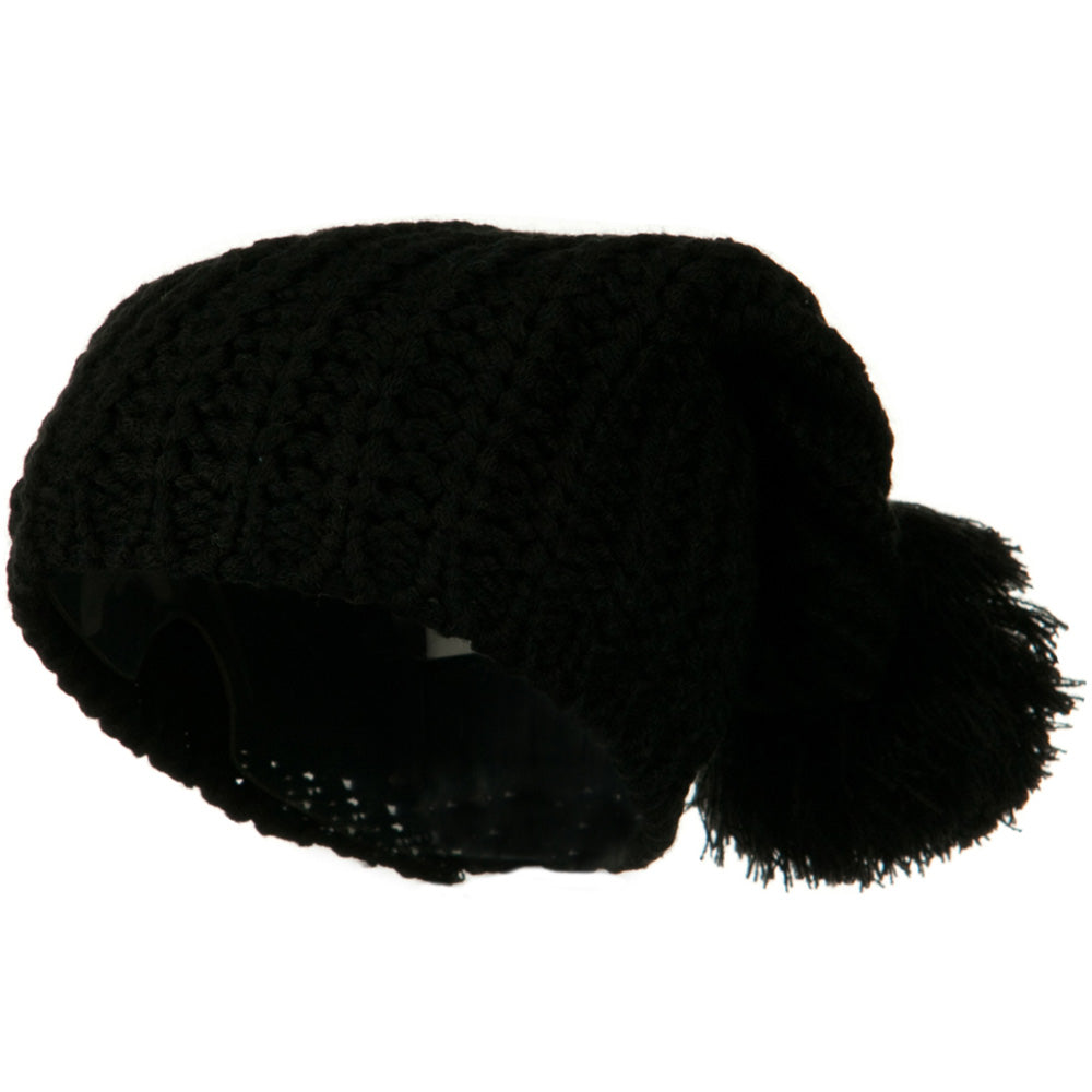 Fall Back Pom Pom Knit Hat - Black OSFM