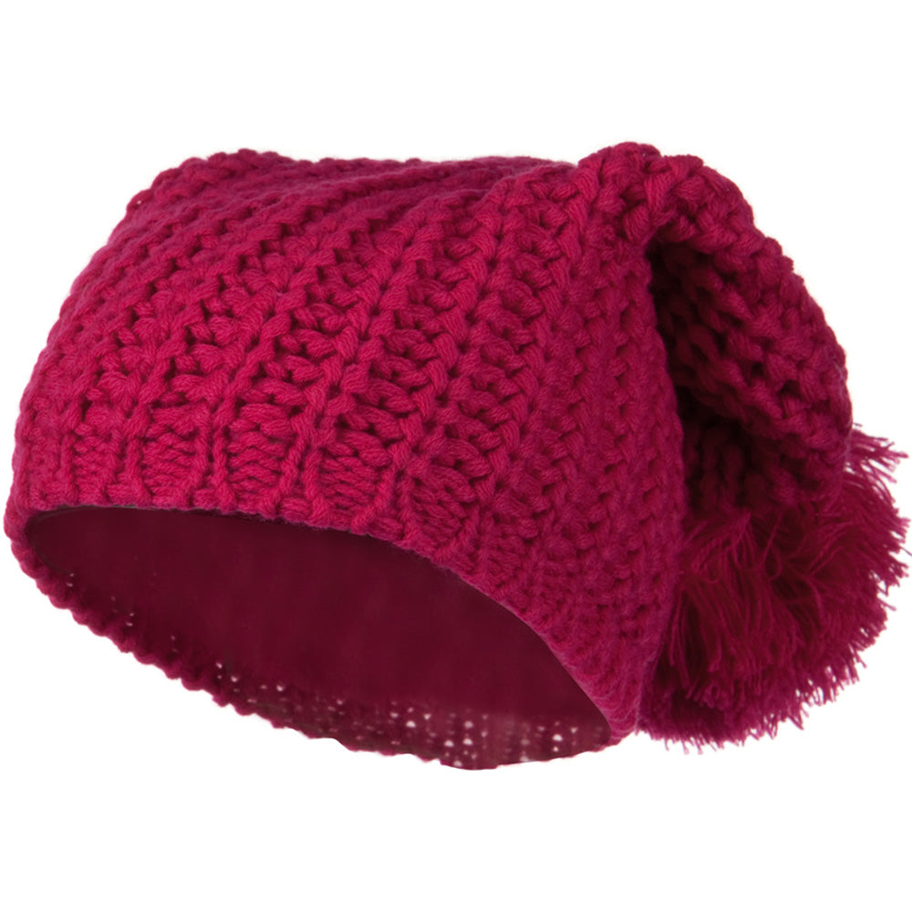 Fall Back Pom Pom Knit Hat - Hot Pink OSFM