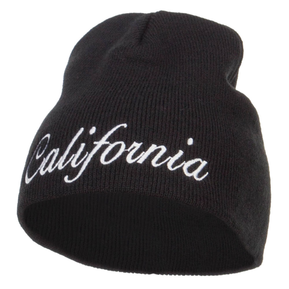 California Embroidered Short Beanie - Black OSFM