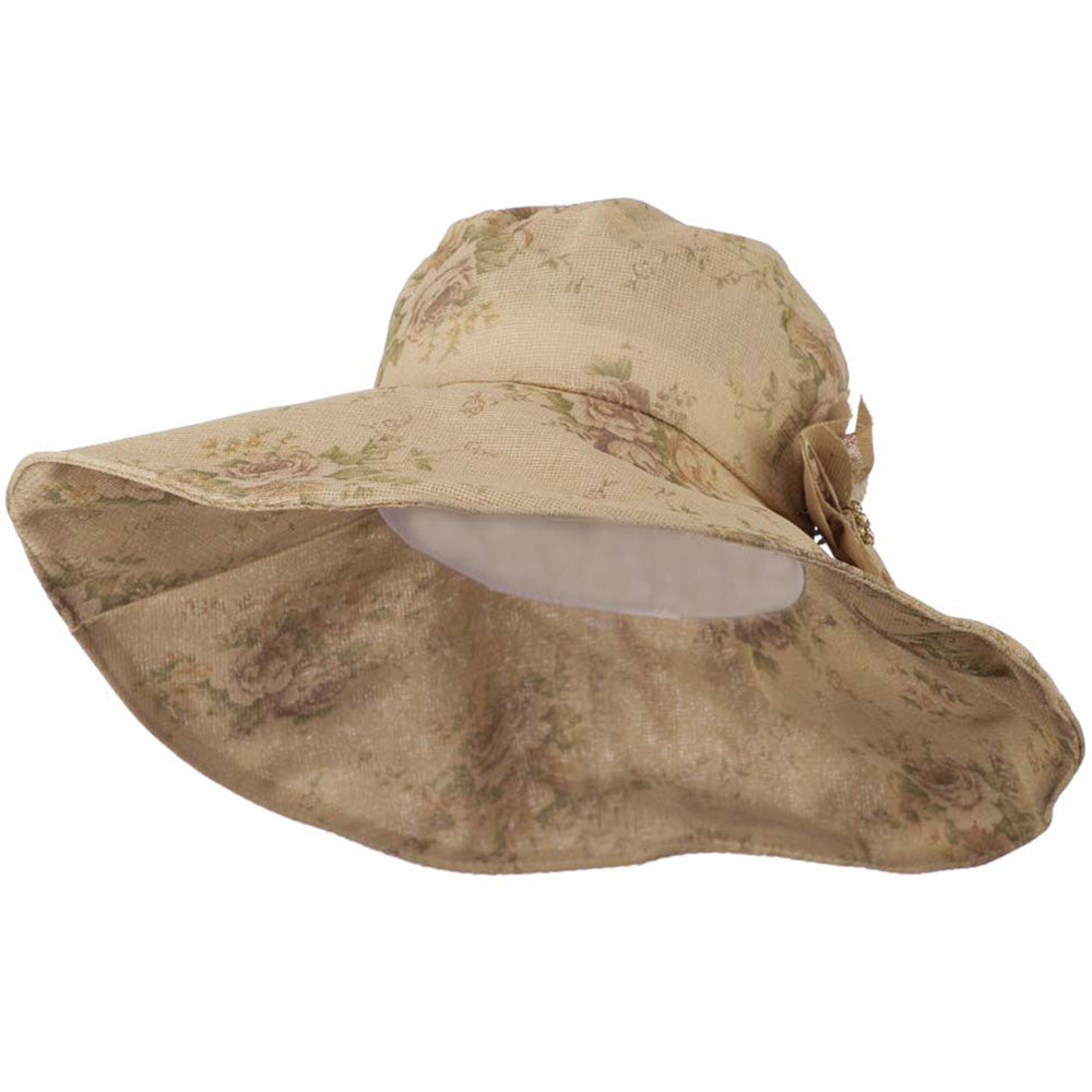 Floral Design Woman&#039;s Hat - Tan OSFM