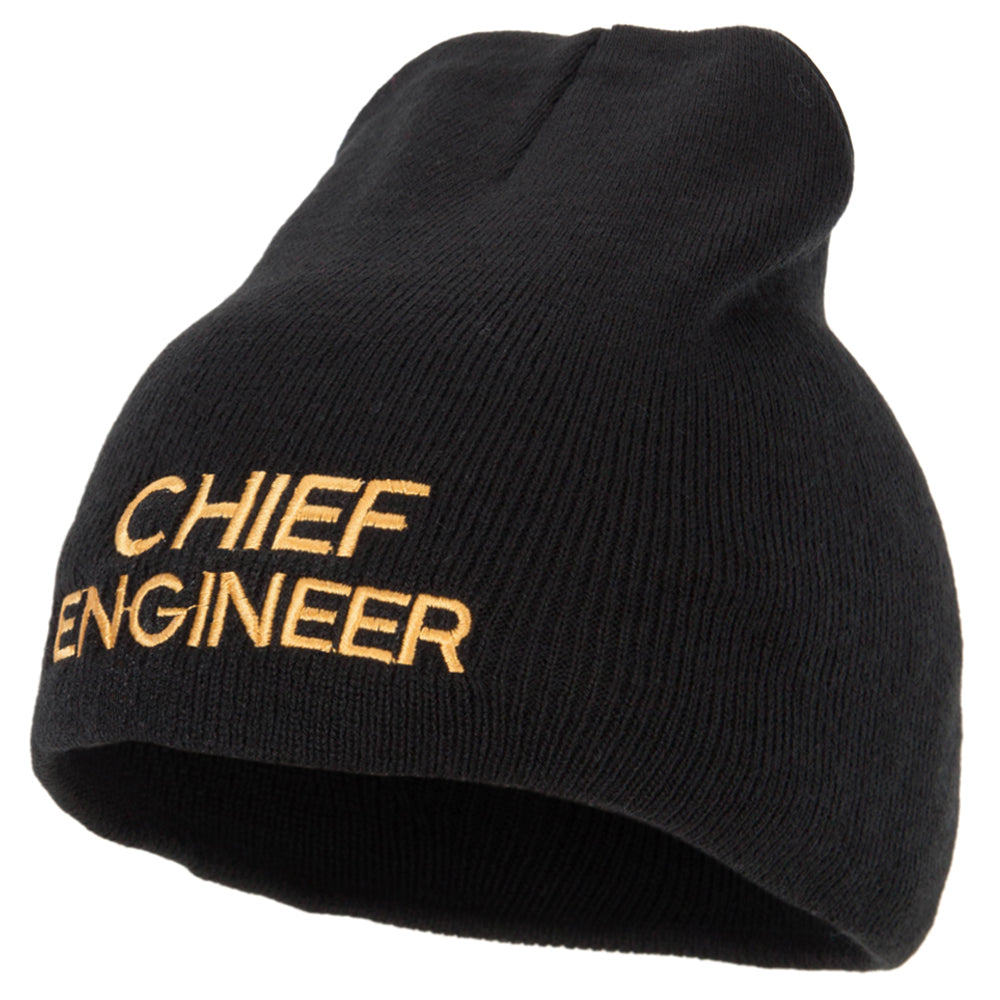 Chief Engineer Embroidered 8 Inch Knitted Short Beanie - Black OSFM
