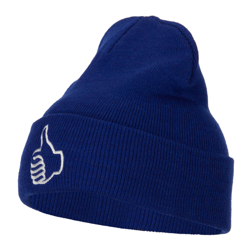 Facebook Thumbs Up Embroidered Long Beanie - Royal OSFM