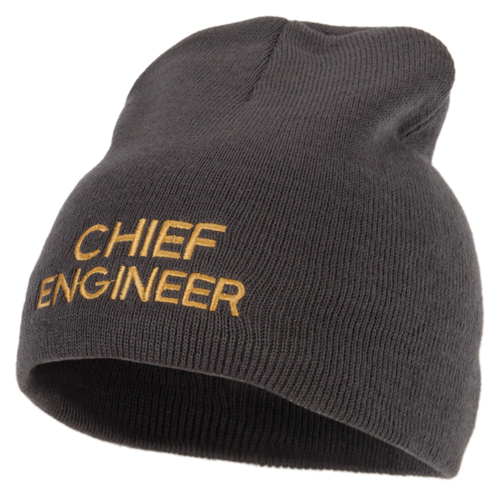 Chief Engineer Embroidered 8 Inch Knitted Short Beanie - Dk Grey OSFM