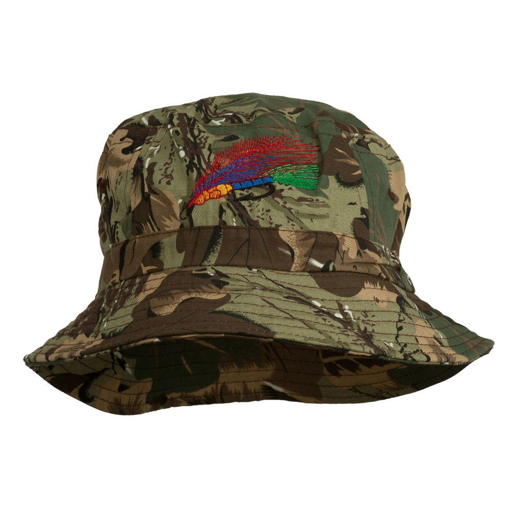 Fly Fishing Embroidered Pigment Dyed Bucket Hat - Camo OSFM