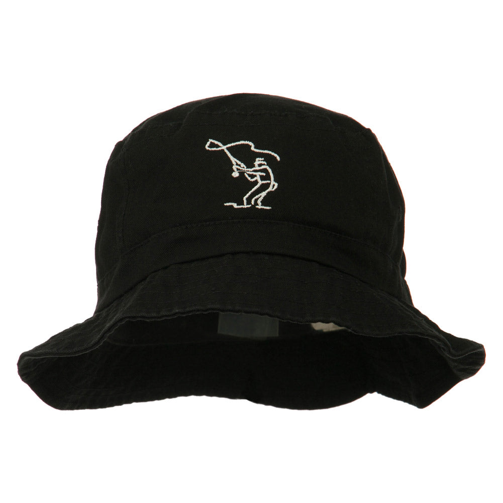 Fly Fishing Outline Bucket Hat - Black OSFM