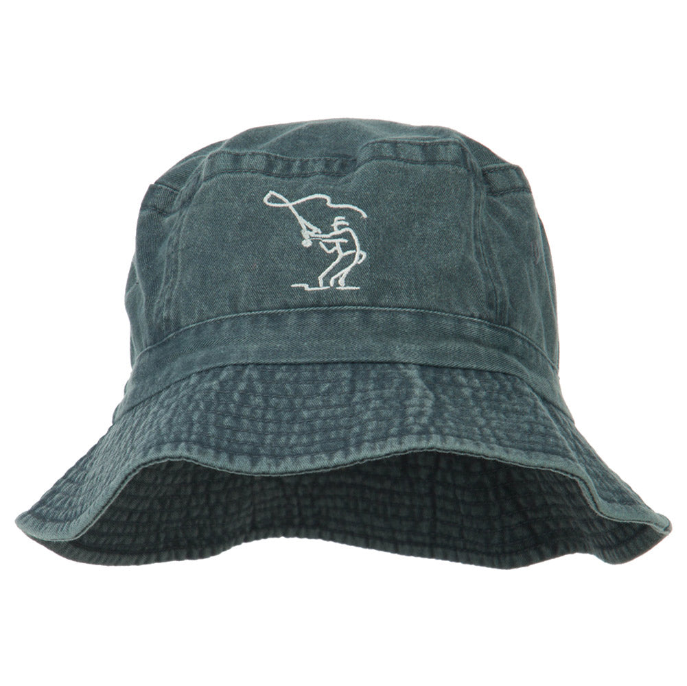 Fly Fishing Outline Bucket Hat - Navy OSFM