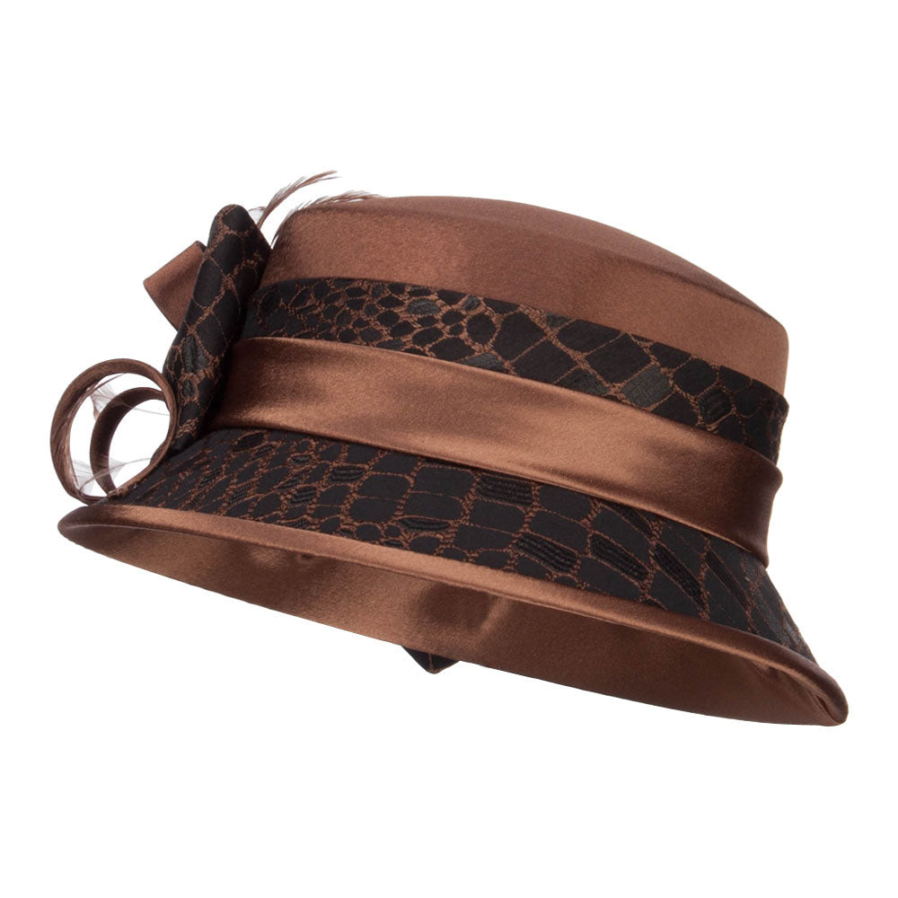 Cloche Flat Top Fashion Organza Hat - Pecan OSFM