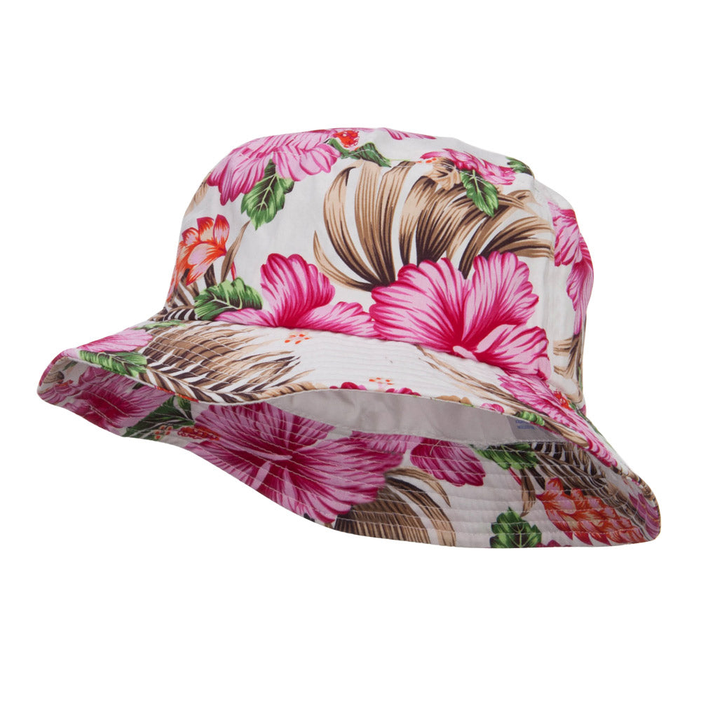 Floral Cotton Bucket Hat - Pink L