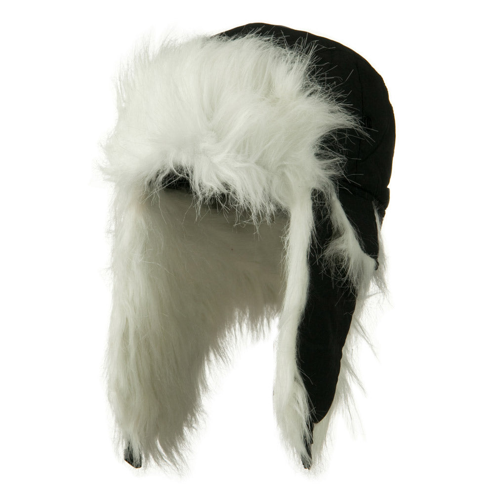 Poly White Faux Fur Lining Trooper Hat - Black OSFM