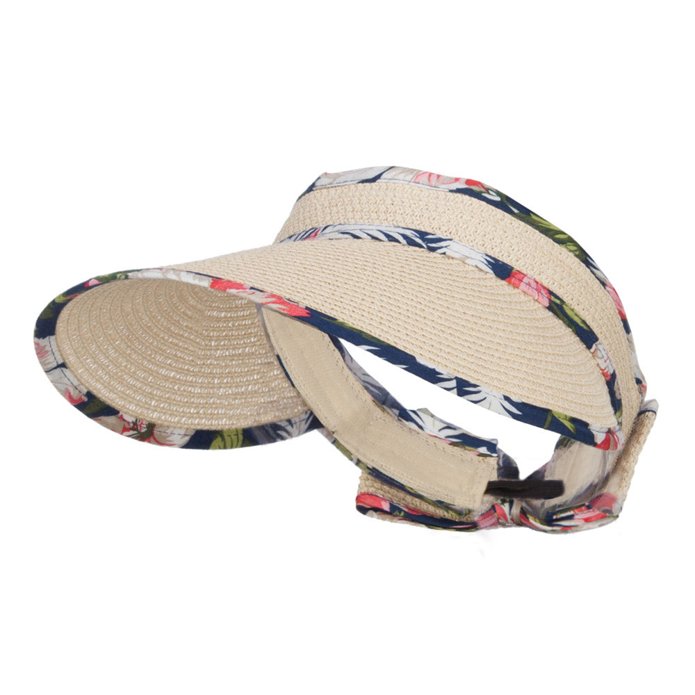 Floral Edge Roll Up Sun Visor - Natural OSFM