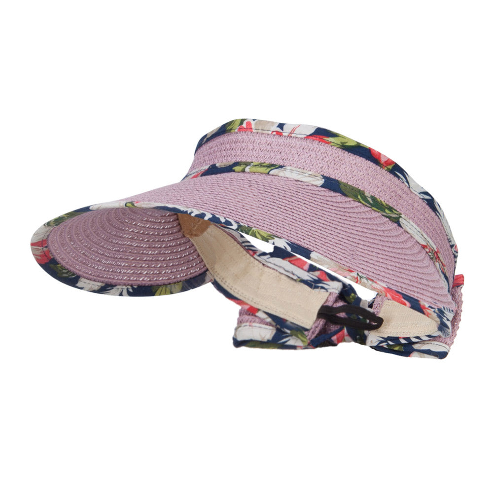 Floral Edge Roll Up Sun Visor - Mauve OSFM