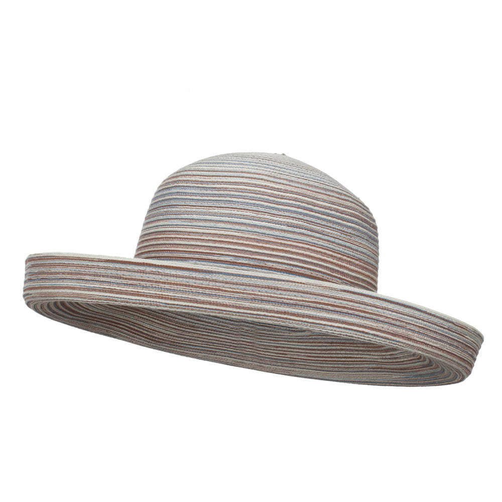 UPF 40+ Mix Roll Up Brim Hat - Brown Blue OSFM