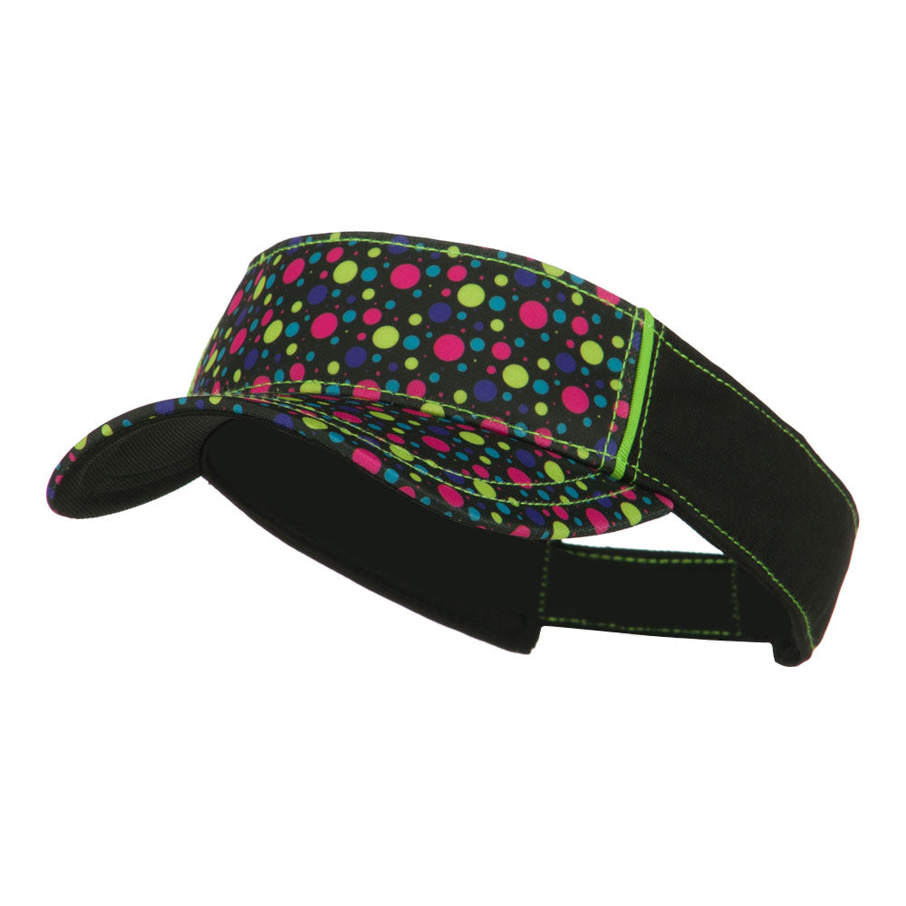 Ladies Fit Sublimated Print Visor - Dots Black OSFM