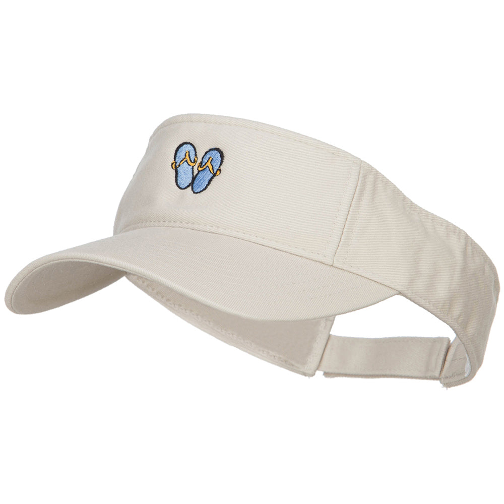 Mini Flip Flop Embroidered Cotton Washed Visor - Stone OSFM