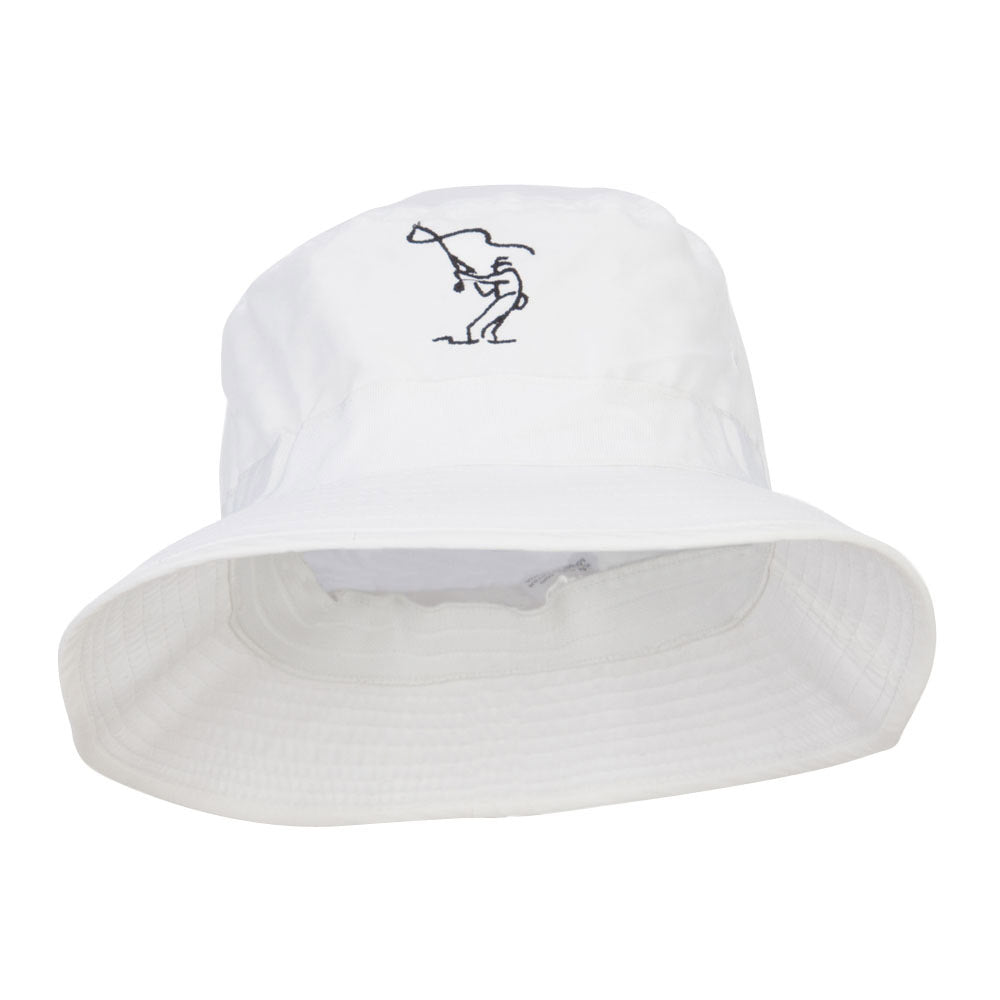 Fly Fishing Man Embroidered Big Golfer Hat - White XL-2XL