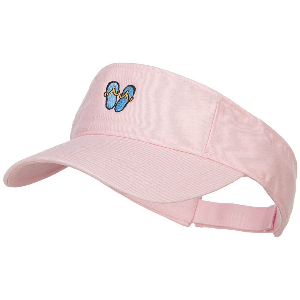 Mini Flip Flop Embroidered Cotton Washed Visor - Pink OSFM