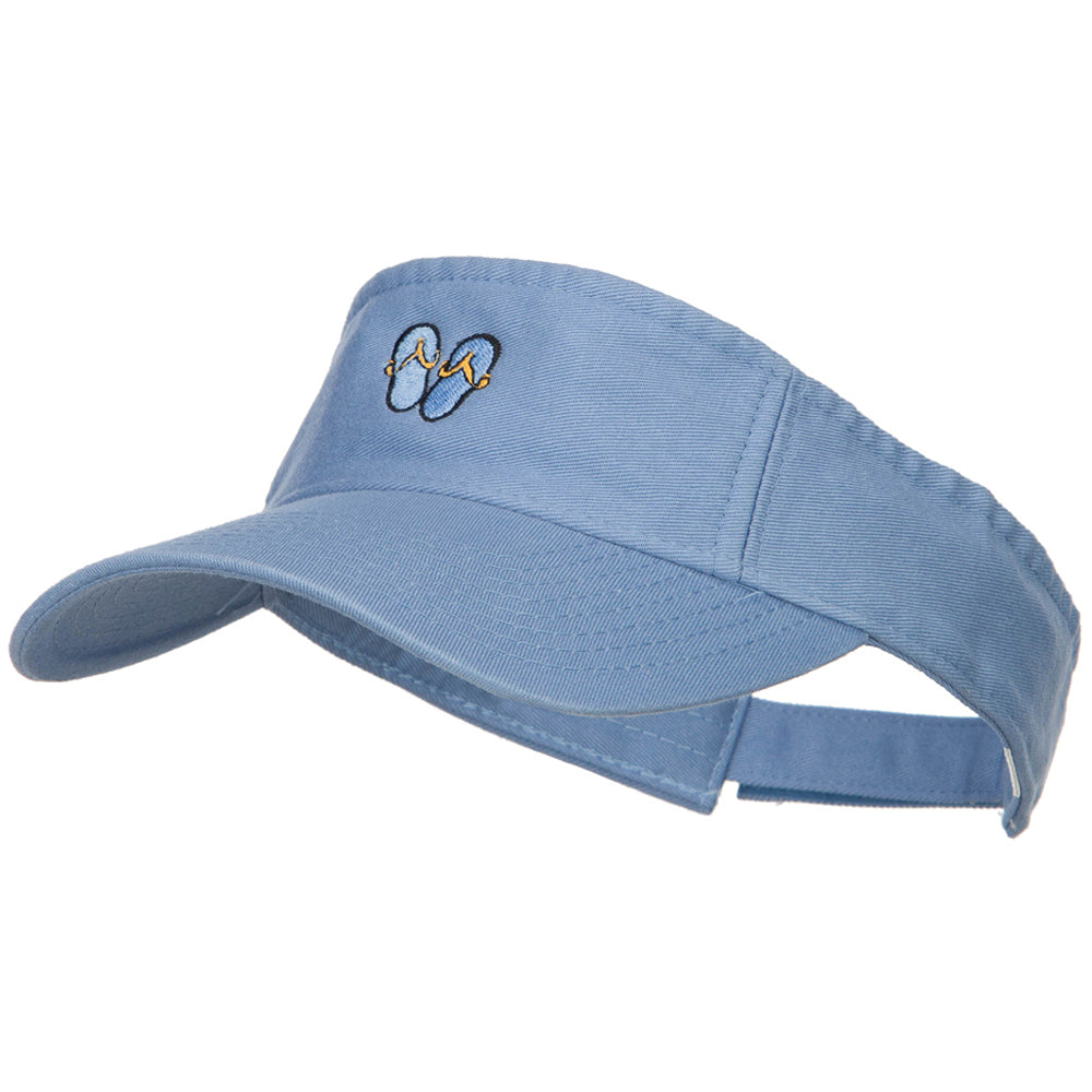 Mini Flip Flop Embroidered Cotton Washed Visor - Lt Blue OSFM