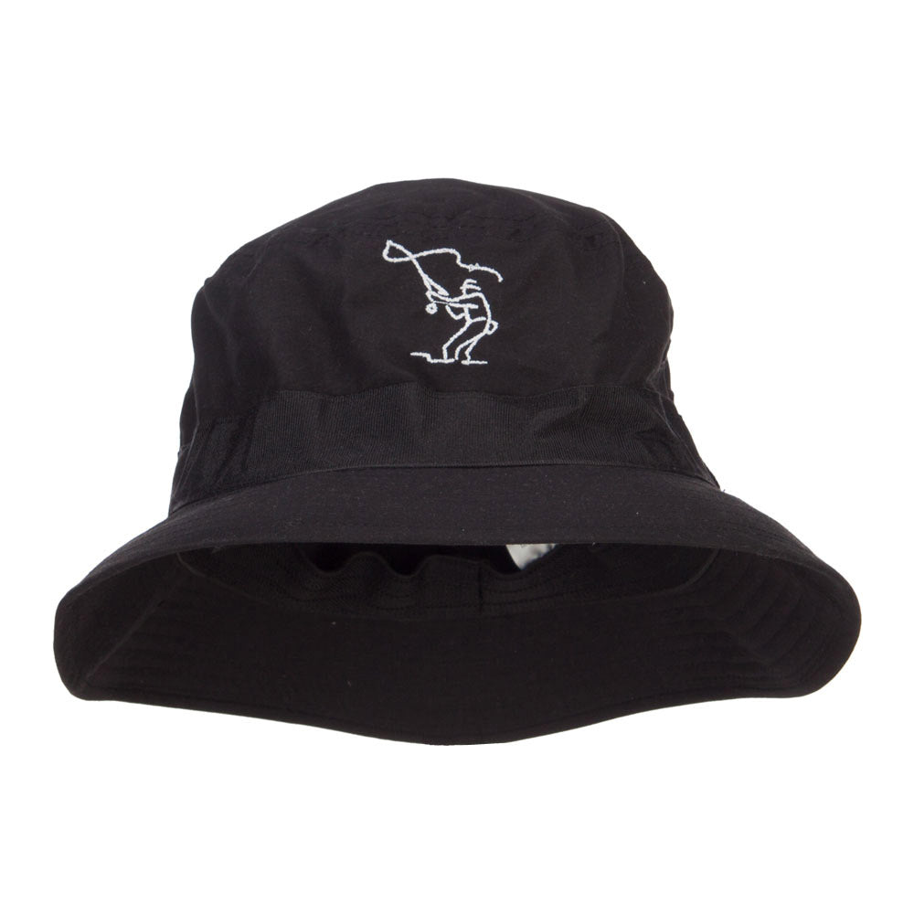 Fly Fishing Man Embroidered Big Golfer Hat - Black XL-2XL