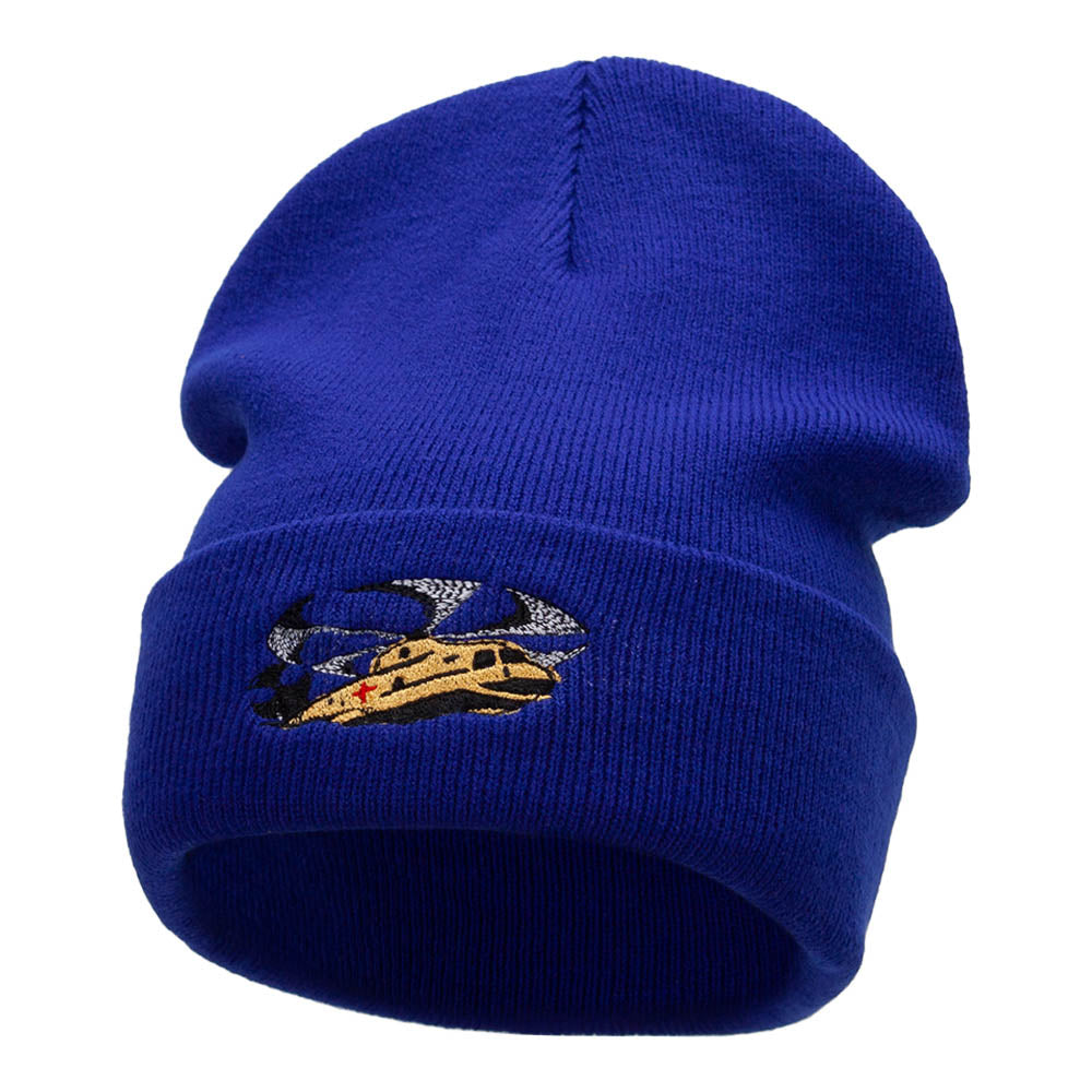 Flying Careflight Helicopter Embroidered Long Knitted Beanie - Royal OSFM